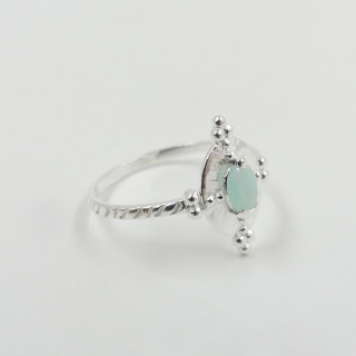 Bague Argent ethnique Amazonite ovale