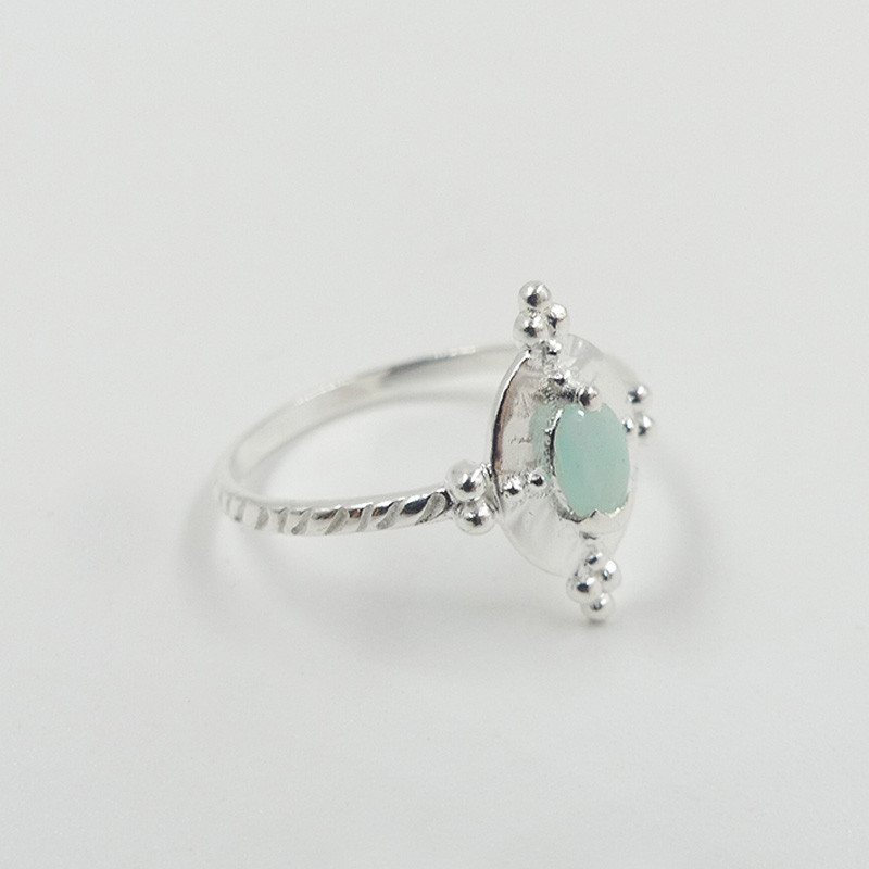 Bague Argent ethnique Amazonite ovale