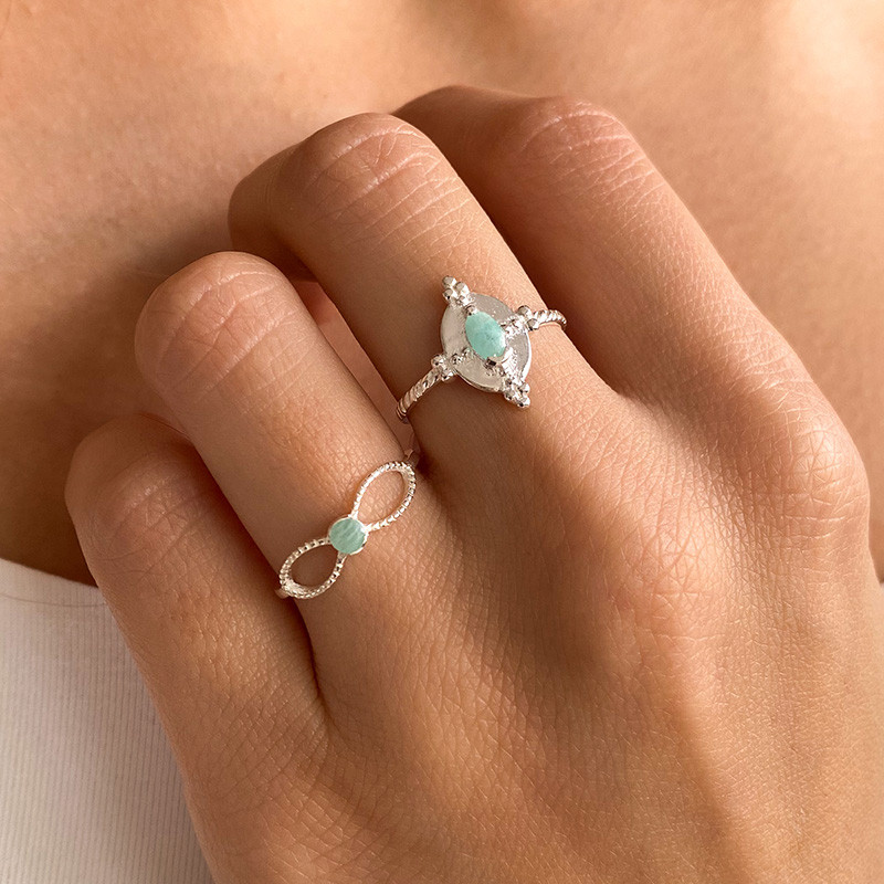 Bague Argent ethnique Amazonite ovale