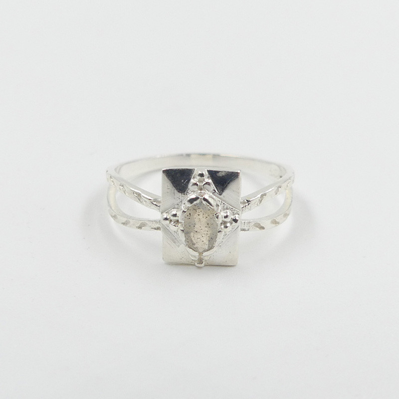 Bague Argent rectangle Labradorite