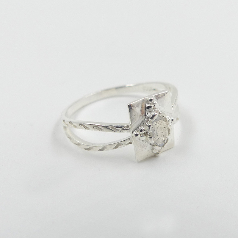 Bague Argent rectangle Labradorite