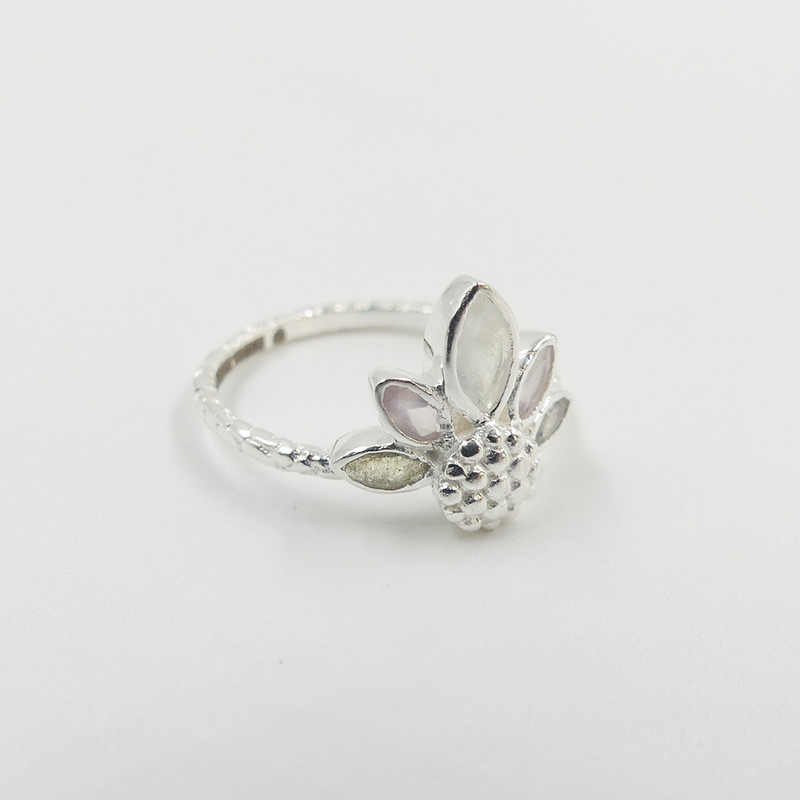 Bague Argent Lotus rose