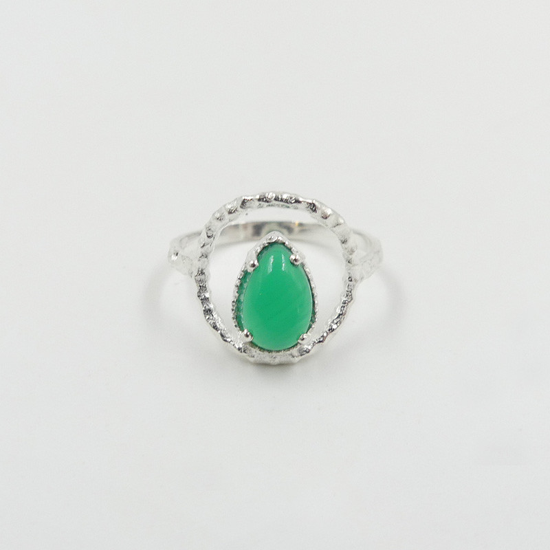 Bague Argent Cercle Onyx Vert