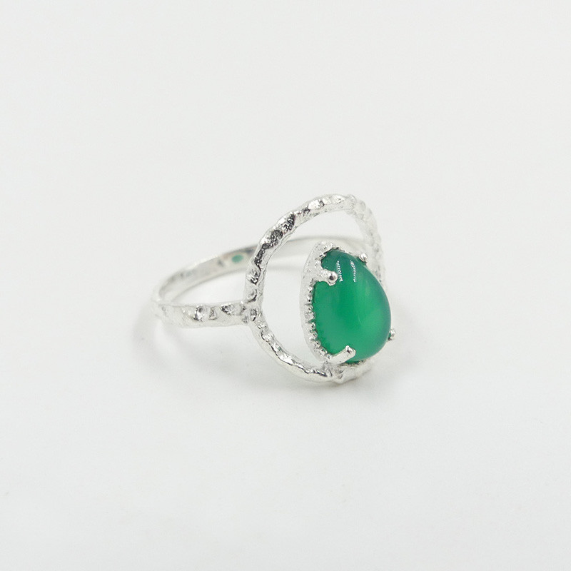 Bague Argent Cercle Onyx Vert