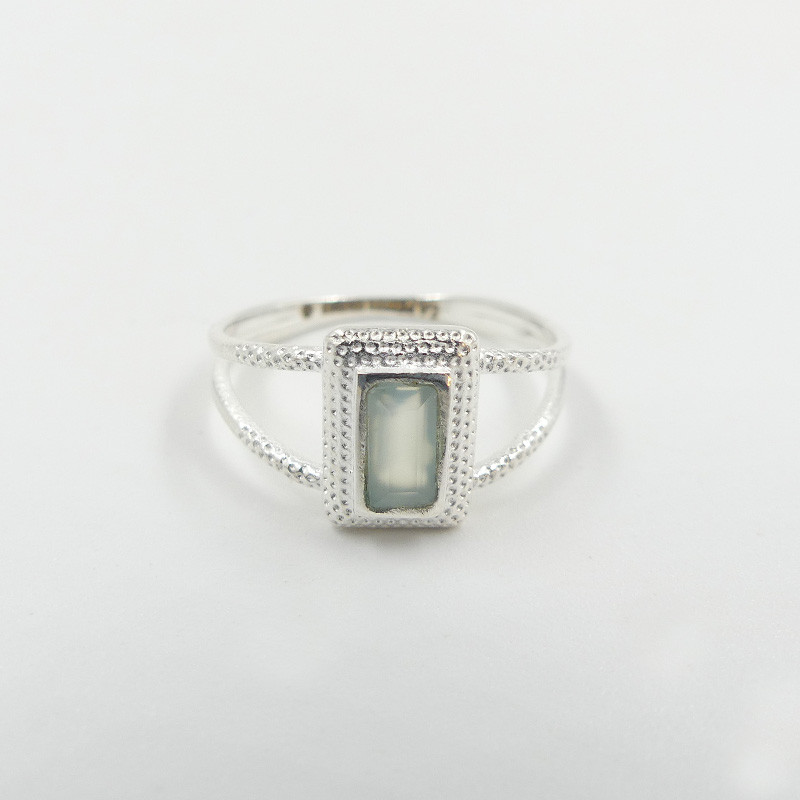 Bague Argent ethnique Aqua Calcédoine