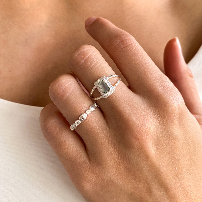 Bague Argent ethnique Aqua Calcédoine