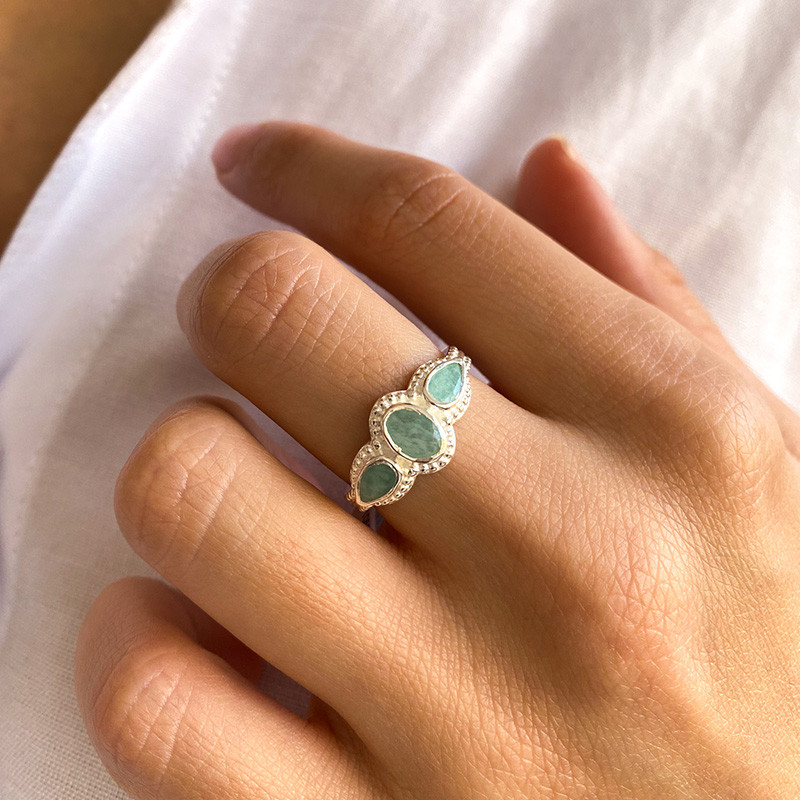 Bague Argent triple Amazonite