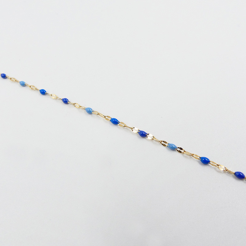 Bracelet acier doré perles vertes ou bleues