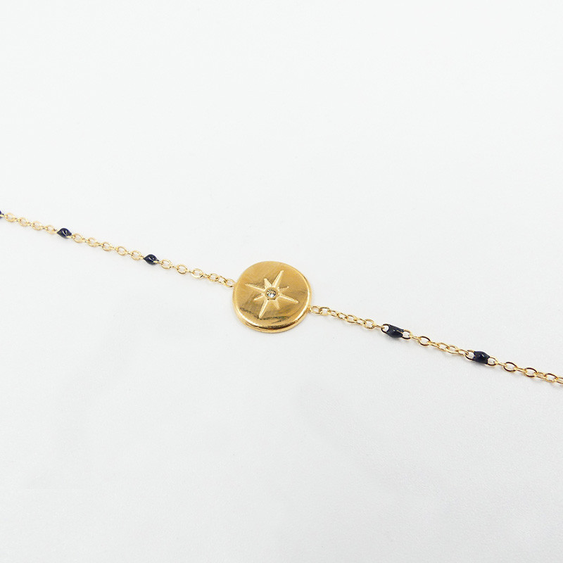 Bracelet acier doré Etoile Strass