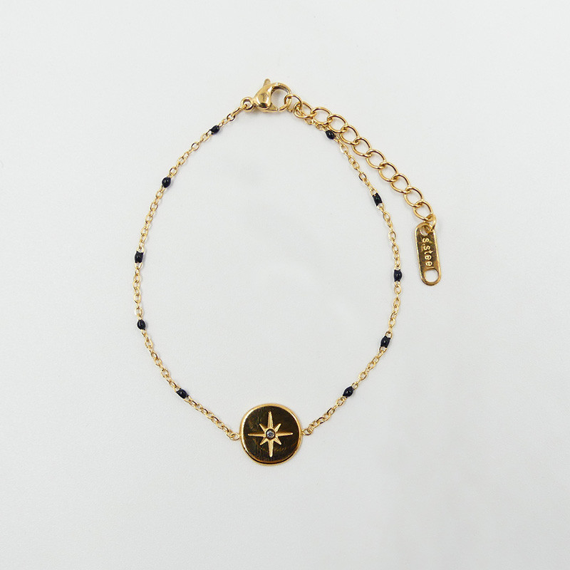Bracelet acier doré Etoile Strass