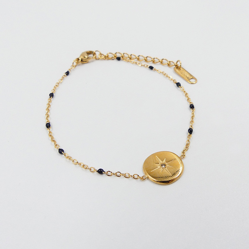 Bracelet acier doré Etoile Strass