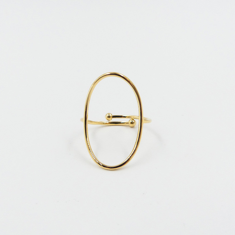 Bague ajustable acier doré ovale