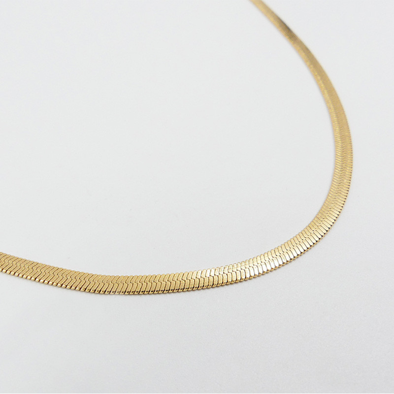 Collier maille serpent acier doré