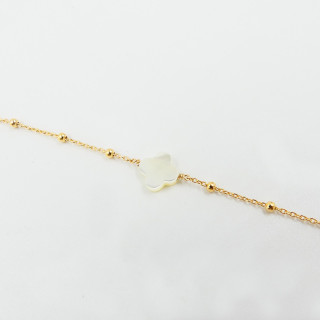 Bracelet Plaqué or Trèfle Nacre