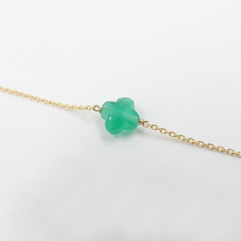 Bracelet Plaqué or Trèfle pierres fines