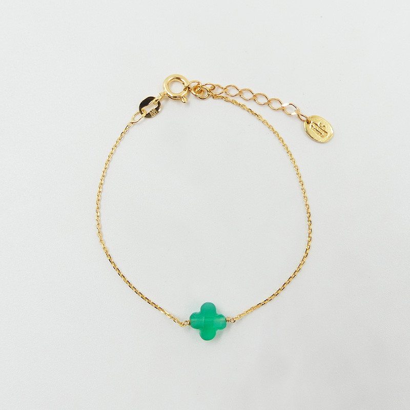 Bracelet Plaqué or Trèfle pierres fines