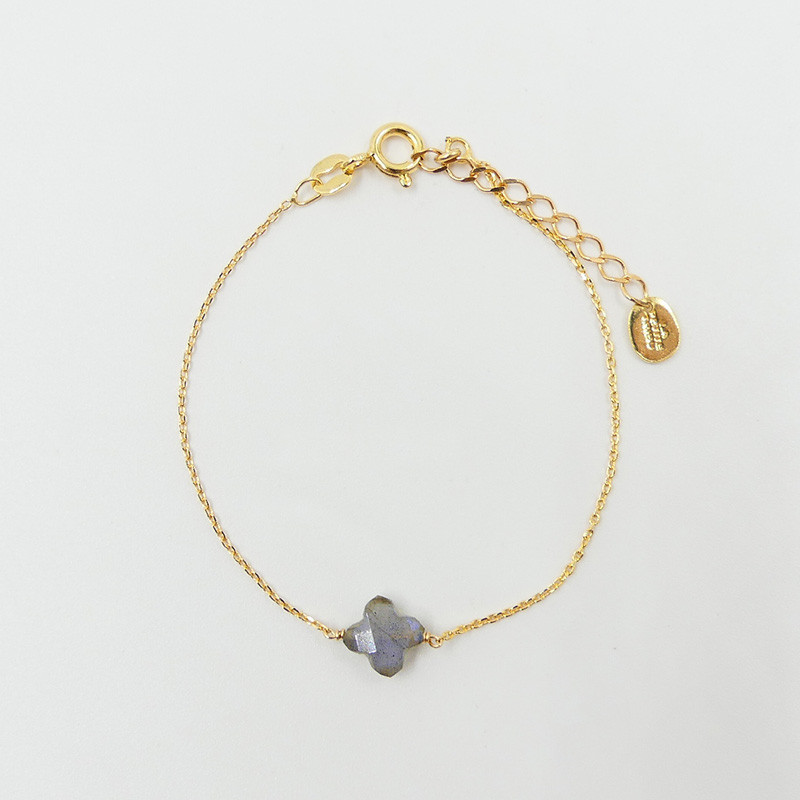 Bracelet Plaqué or Trèfle pierres fines