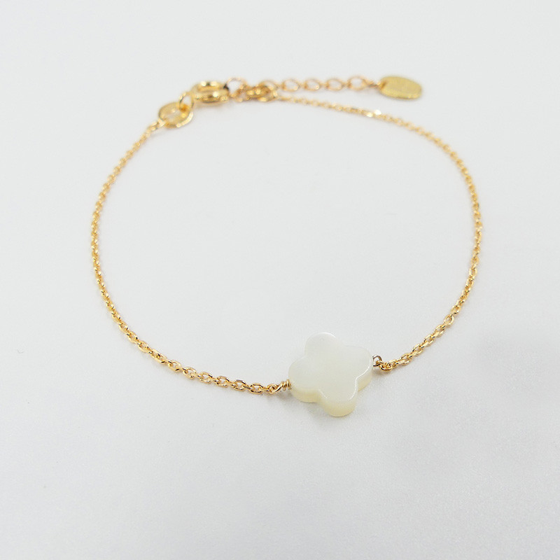 Bracelet Plaqué or Trèfle pierres fines