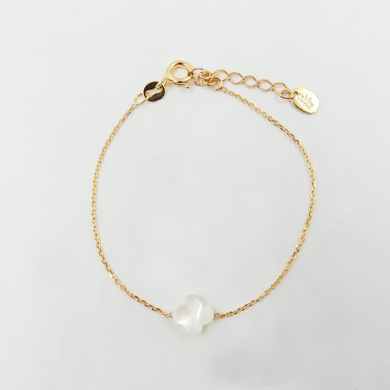 Bracelet Plaqué or Trèfle pierres fines