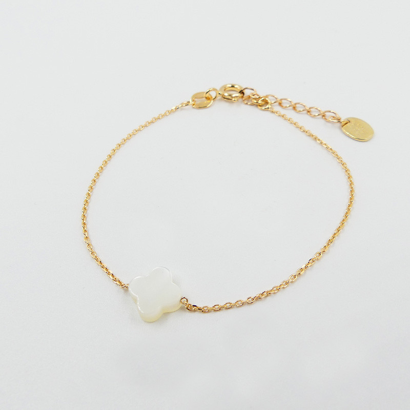 Bracelet Plaqué or Trèfle pierres fines