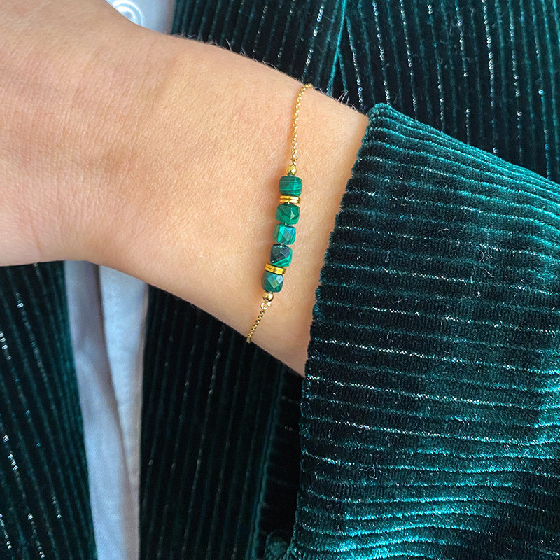 Bracelet Plaqué or barrette pierres fines