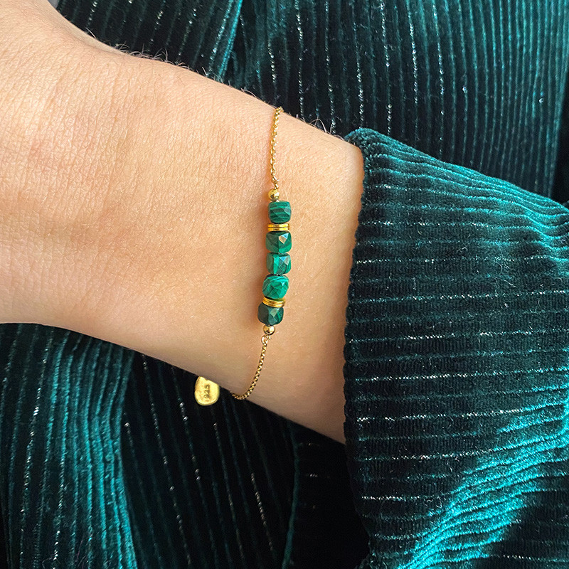 Bracelet Plaqué or barrette pierres fines