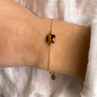 Bracelet Plaqué or pierres fines carrées