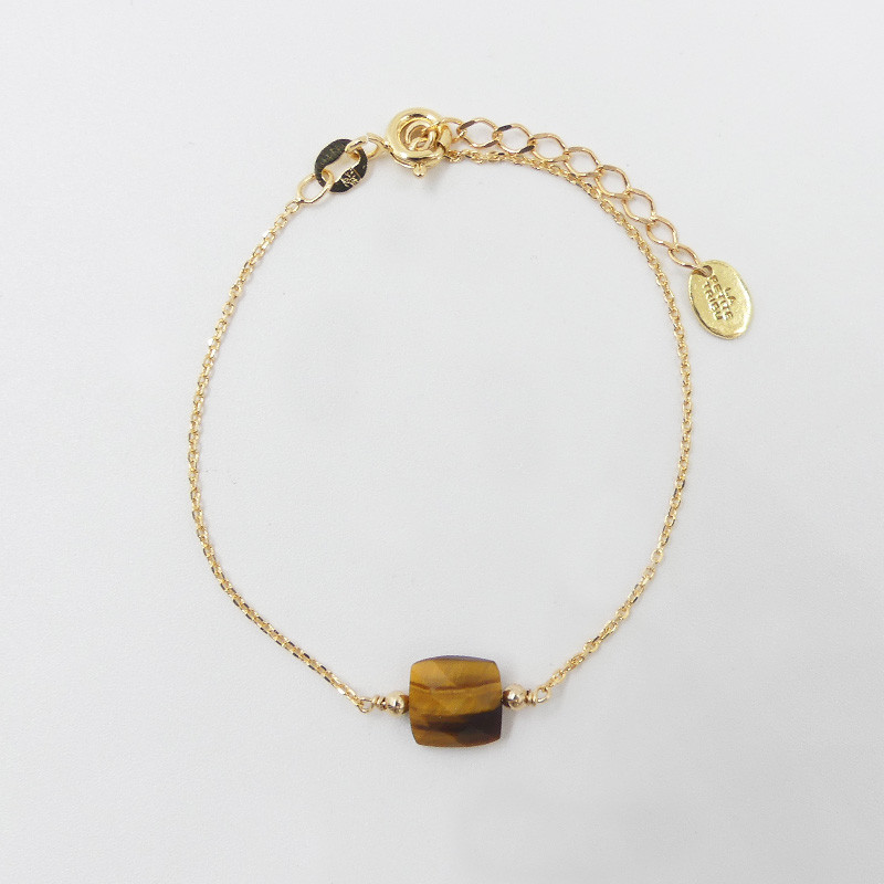 Bracelet Plaqué or pierres fines carrées