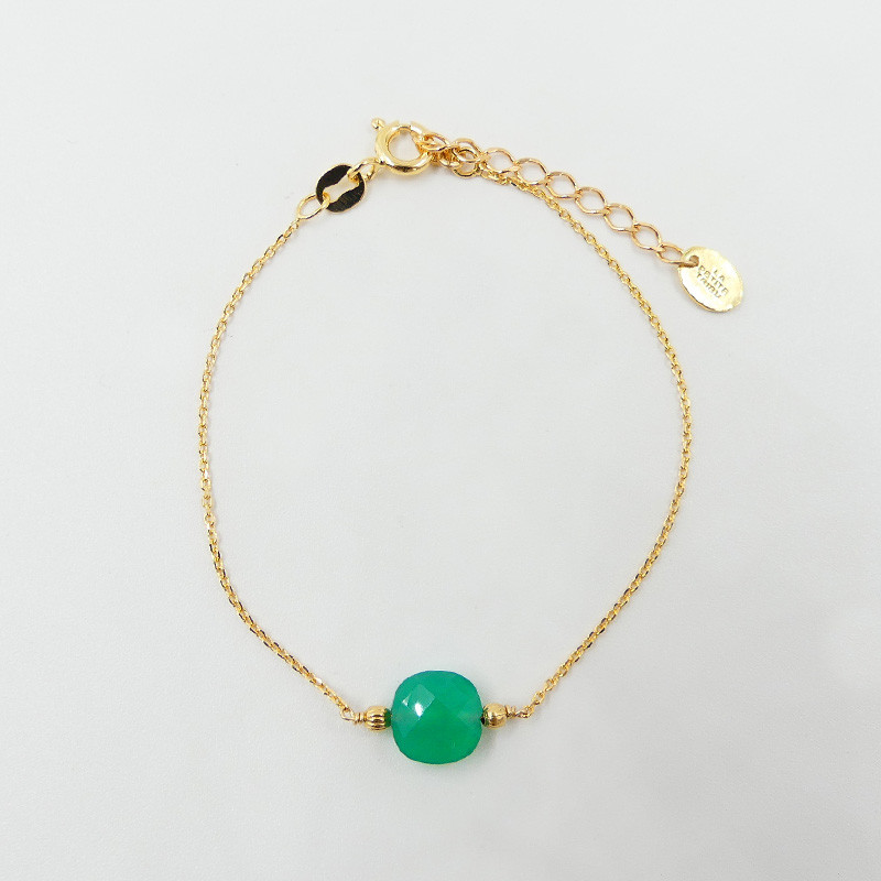 Bracelet Plaqué or pierres fines carrées