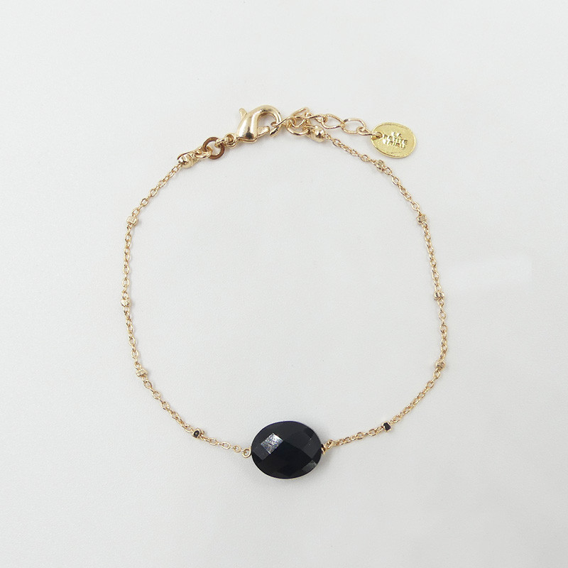 Bracelet Plaqué or Amazonite ou Onyx Noir