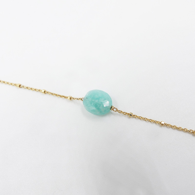 Bracelet Plaqué or Amazonite ou Onyx Noir