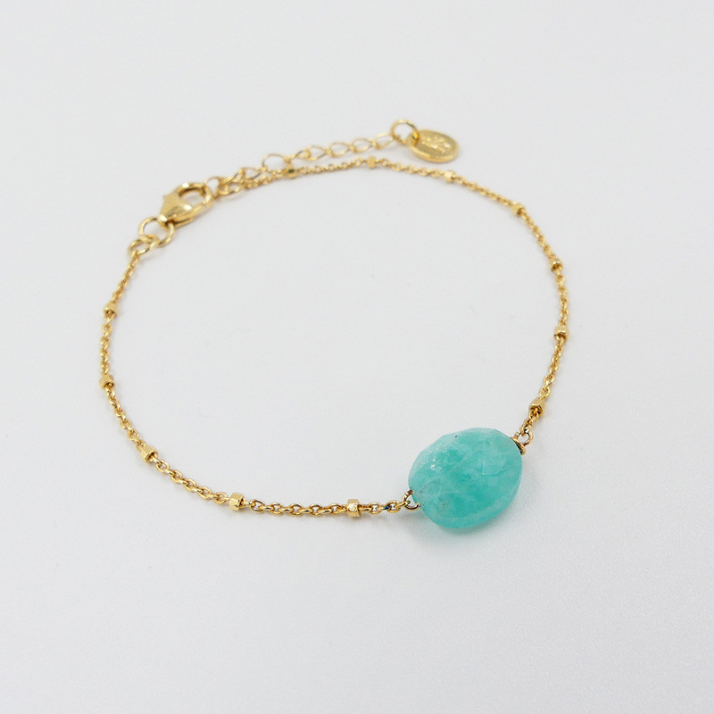 Bracelet Plaqué or Amazonite ou Onyx Noir