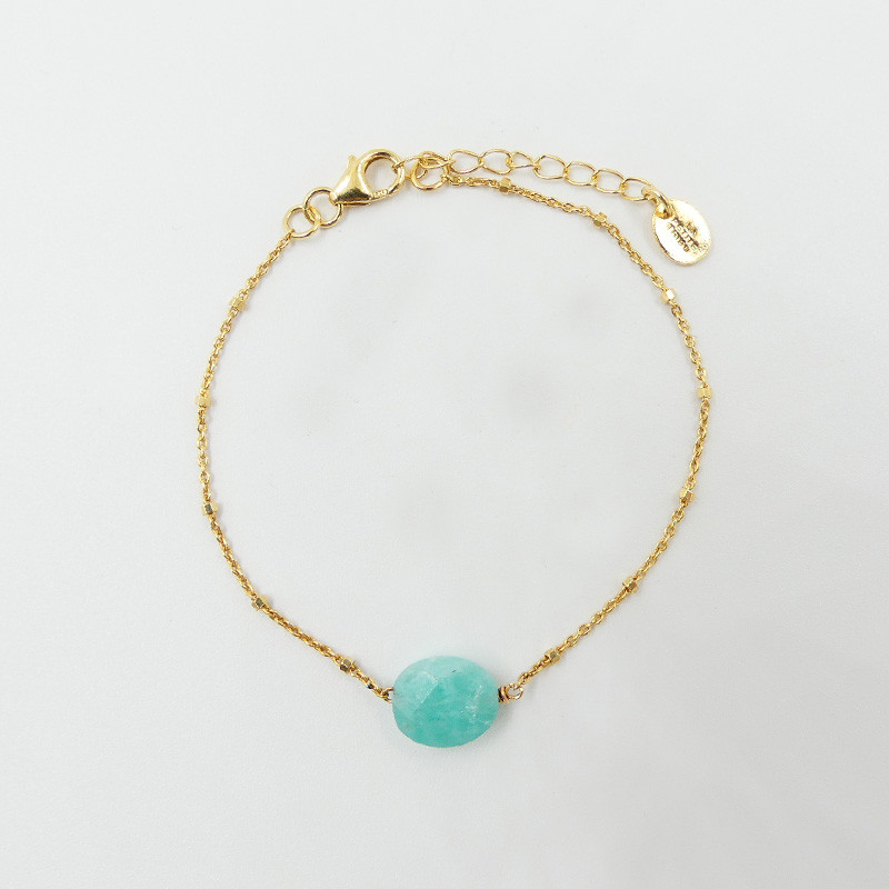 Bracelet Plaqué or Amazonite ou Onyx Noir