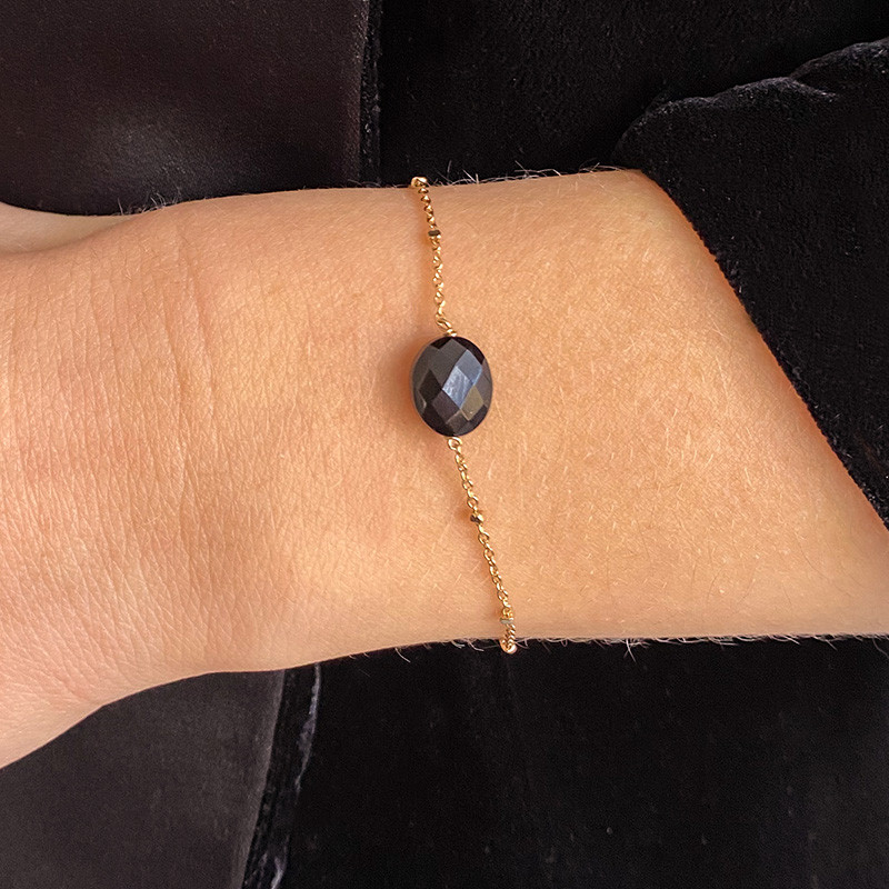Bracelet Plaqué or Amazonite ou Onyx Noir