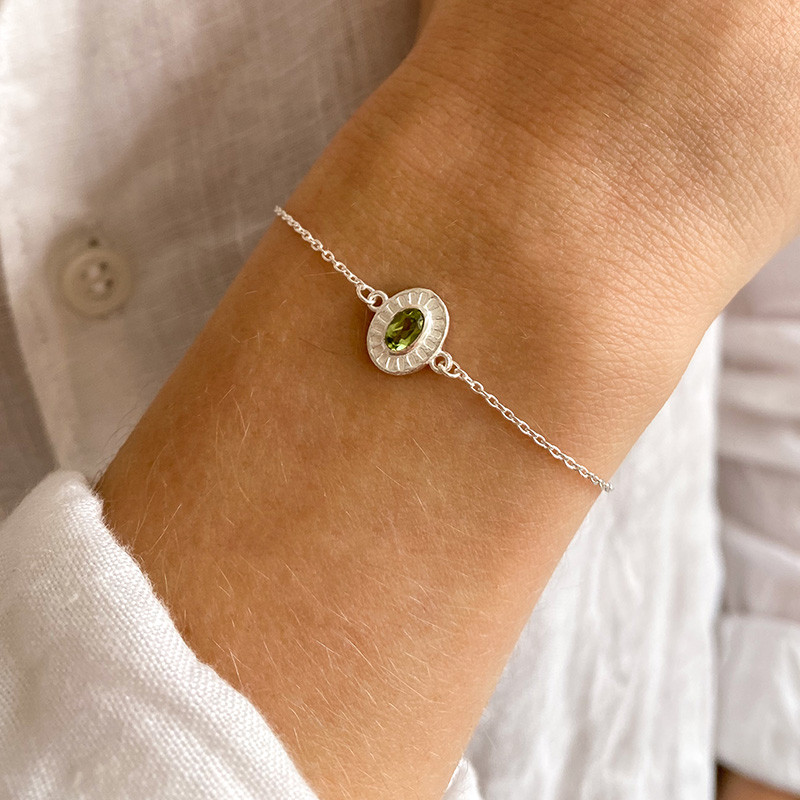 Bracelet Argent ethnique péridot