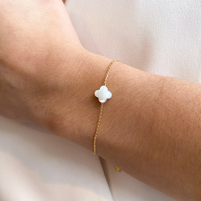 Bracelet Plaqué or Trèfle pierres fines