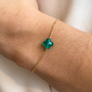 Bracelet Plaqué or Trèfle pierres fines