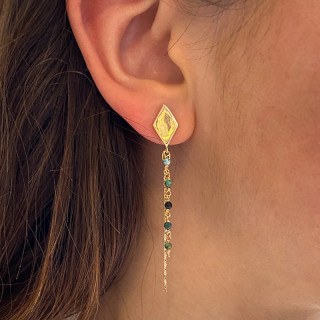 Boucles d'oreilles Dorées Losange et Turquoise