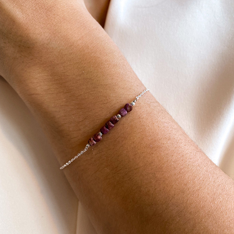 Bracelet Argent barrette pierres fines