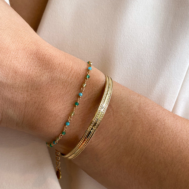 Bracelet Doré rang de pierres fines