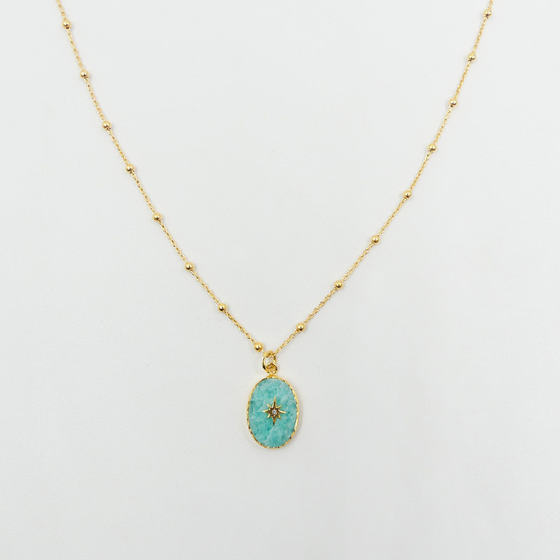 Collier Plaqué or étoile du nord Amazonite