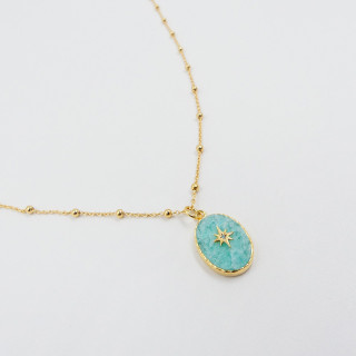 Collier Plaqué or étoile du nord Amazonite