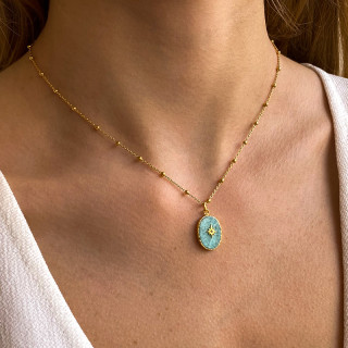 Collier Plaqué or étoile du nord Amazonite
