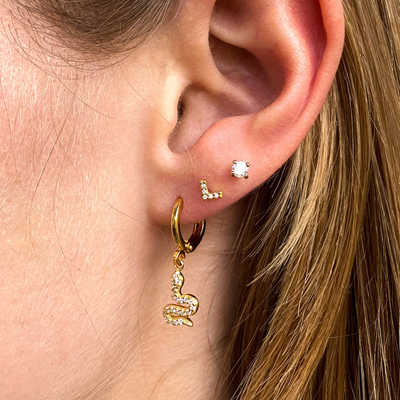 Boucle à l’unité Doré serpent strass