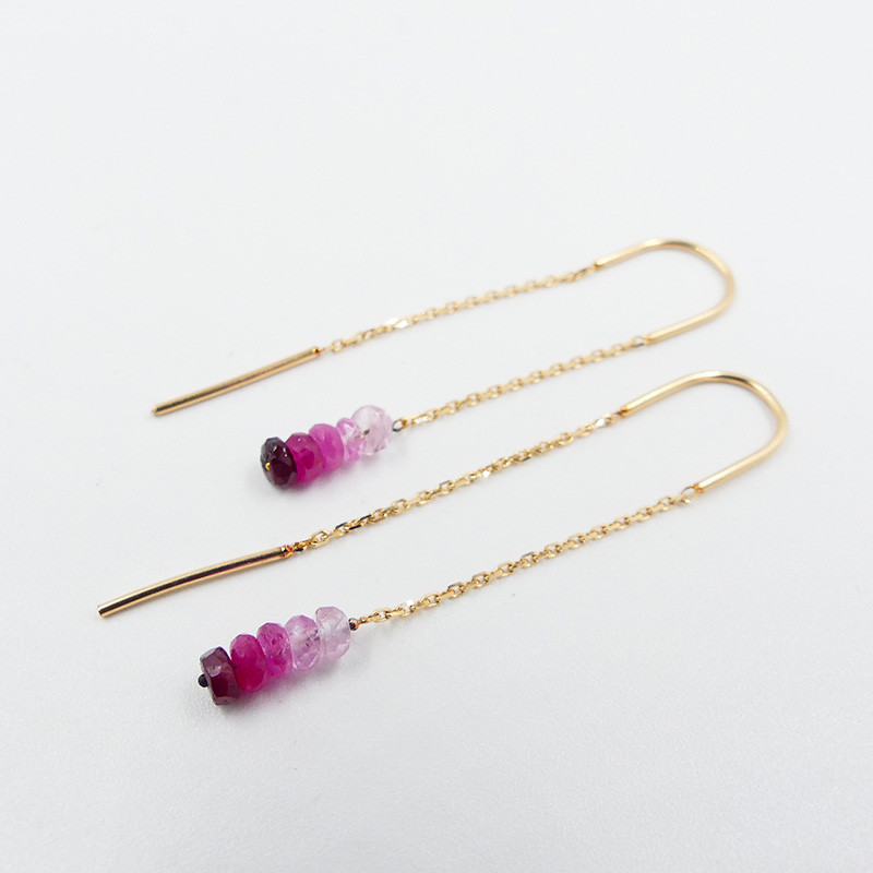 Boucles d'oreilles or 18 carats et rubis