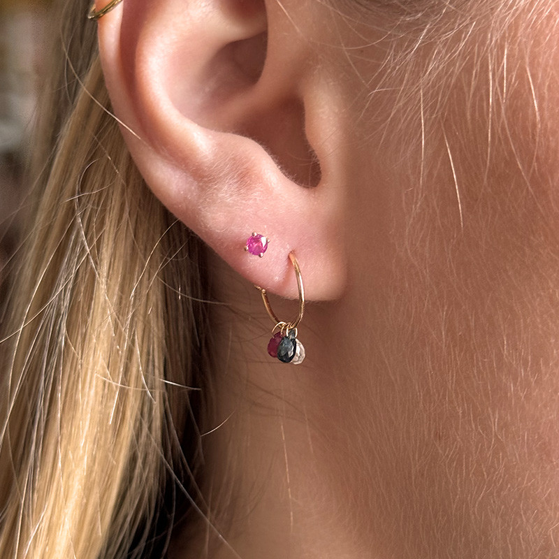 Créoles or 18 carats gouttes saphir