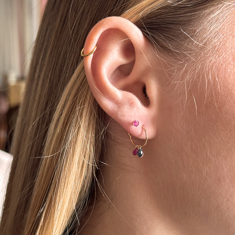 Créoles or 18 carats gouttes saphir