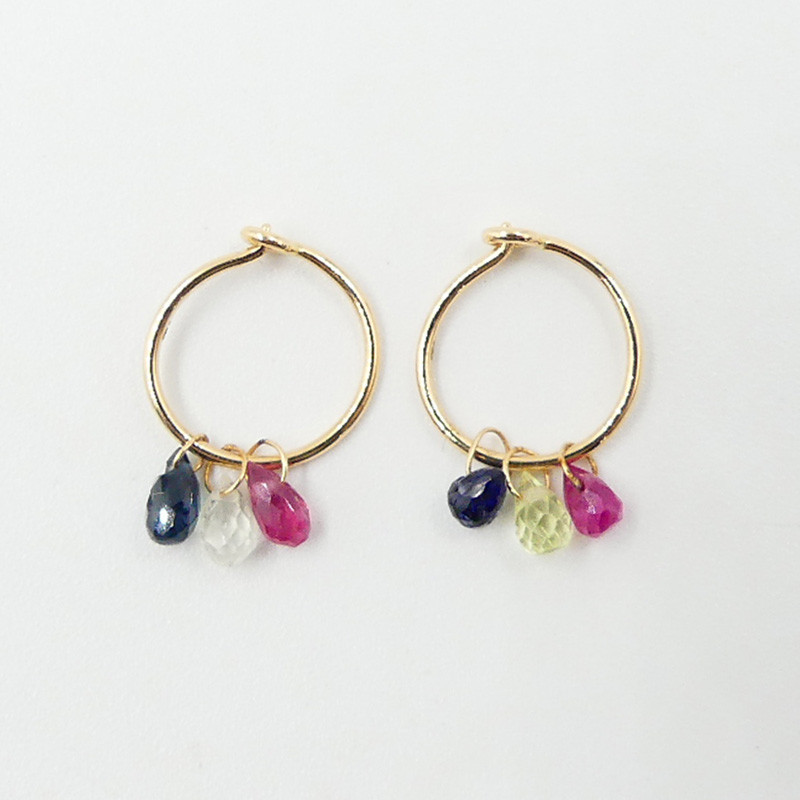 Créoles or 18 carats gouttes saphir