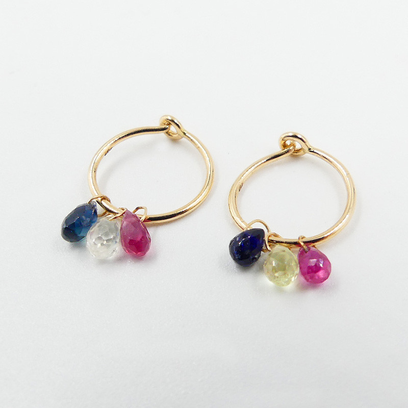 Créoles or 18 carats gouttes saphir