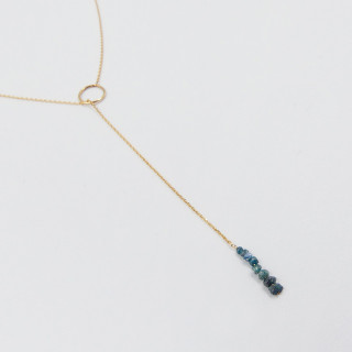 Collier or 18 carats cravate Diamants bleus ou verts